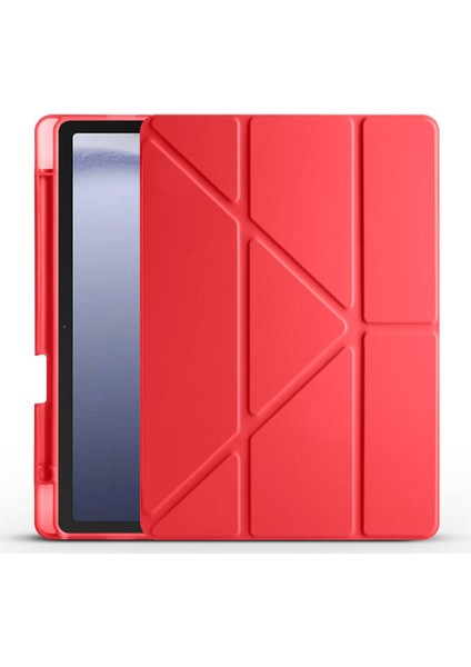 Samsung Galaxy Tab A8 X200 (10.5 Inc) Uyumlu Yatay ve Dikey Standlı Antişok Köşe Korumalı Kalemlikli Origami Slikon Kılıf
