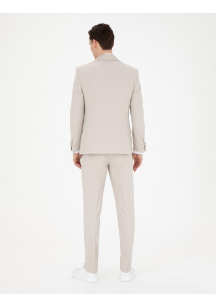 Erkek Bej Ex. Slim Fit Yelekli Smokin 50288078-VR011