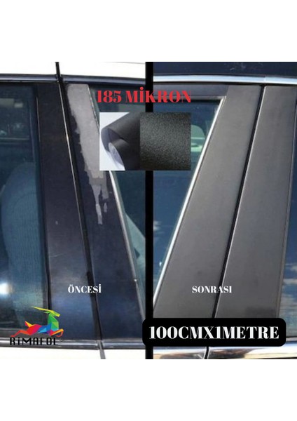 Satin Mat Siyah Kendinden Yapışkanlı Hava Kanallı Kapı Direk Folyosu 100 cm x 1METRE