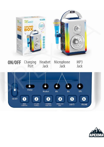 Çocuklar Için Hoparlörlü Bluetooth Özellikli LED Işıklı Karaoke Mikrofonlu Taşınabilir Müzik Kutusu Çok Renkli fırsatları