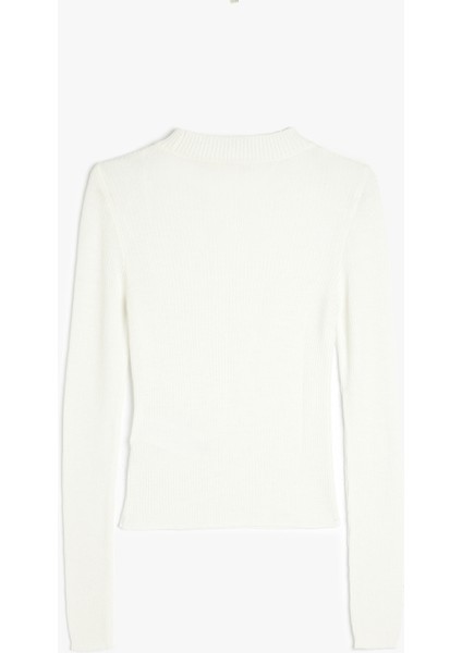 Hafif Dik Yaka Uzun Kollu Yün Karışımlı Basic Triko Kazak fiyatları