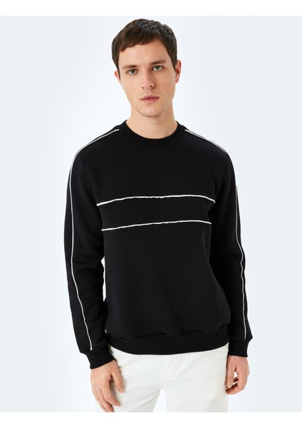 Pamuk Karışımlı Uzun Kollu Biyeli Bisiklet Yaka Sweatshirt modelleri