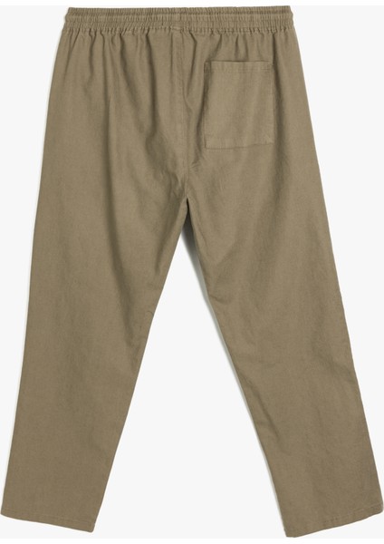 Keten Pamuk Karışımlı Beli Bağcıklı Chino Pantolon