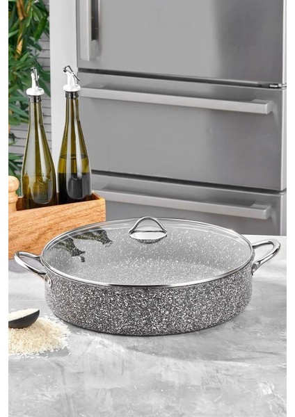 Ultra Granit Basık Tencere Metal Saplı 36 cm TAC-3726