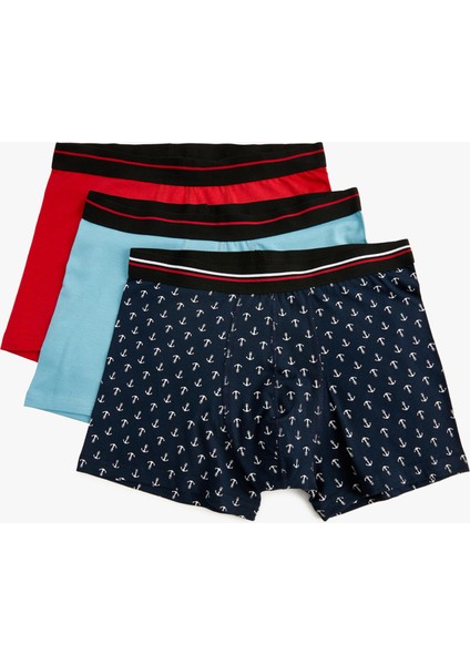 3'lü Boxer Seti Denizci Temalı Baskılı Çok Renkli