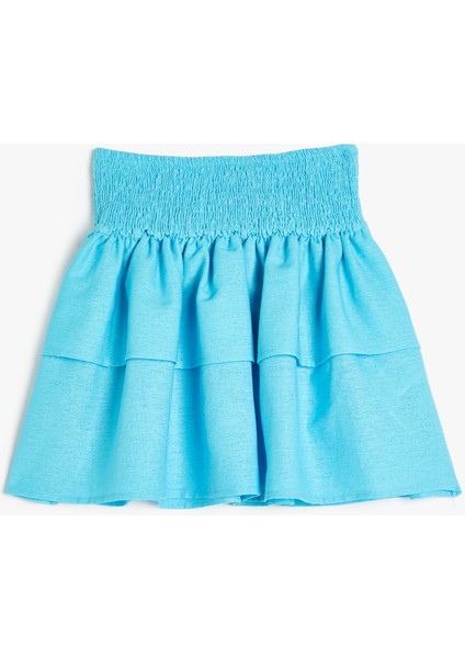 Keten Etek Katlı Beli Lastikli Gipe Detaylı