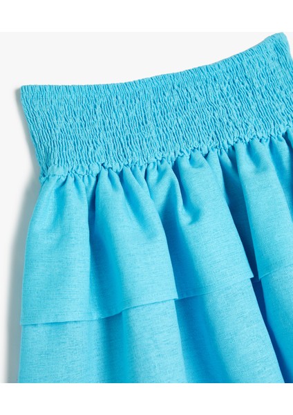 Keten Etek Katlı Beli Lastikli Gipe Detaylı modelleri