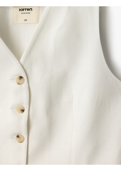 Pamuklu Viskon Kumaş V Yaka Düğmeli Kolsuz Yelek modelleri