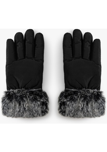 Suni Kürk Detaylı Kar Temalı Kayak Eldiveni