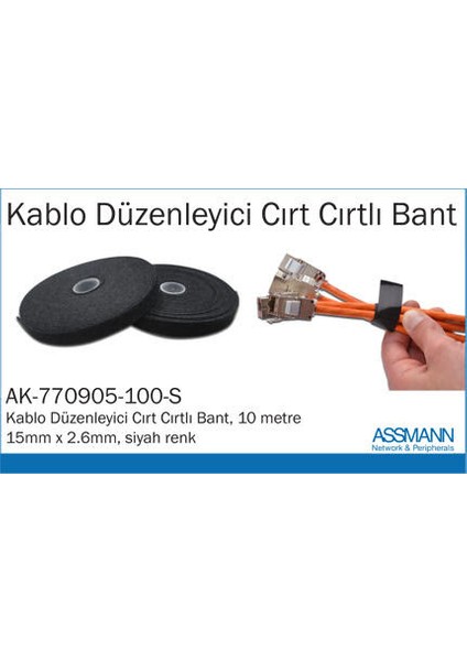 AK-770905-100-S Kablo Düzenleyici Cırt Cırtlı Bant 10 mt