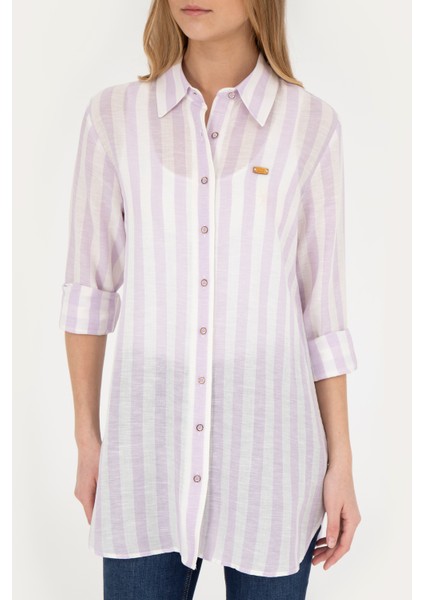 Kadın Lila Gömlek Desenli 50288408-VR034