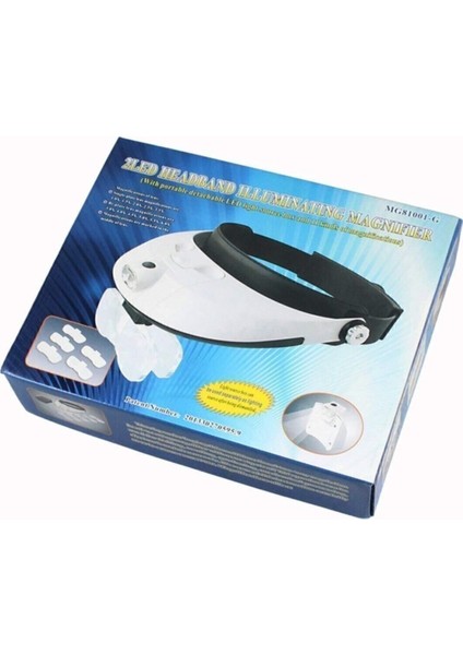 81001-G Işıklı Büyüteçli Kafa Gözlüğü 5 Değiştirilebilir Mercekli Ayarlanabilir Tasarım