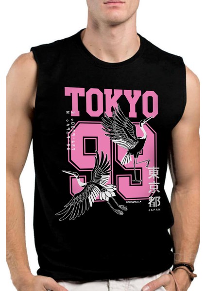 Tokyo 99 Siyah Erkek Kesik Kol / Kolsuz T-Shirt