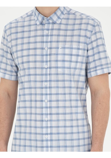 Erkek Koyu Mavi Regular Fit Kısa Kollu Gömlek 50288566-VR032