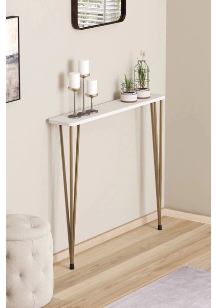 Dresuar 60 cm Beyaz Oval Kenar Gold Ayak modelleri