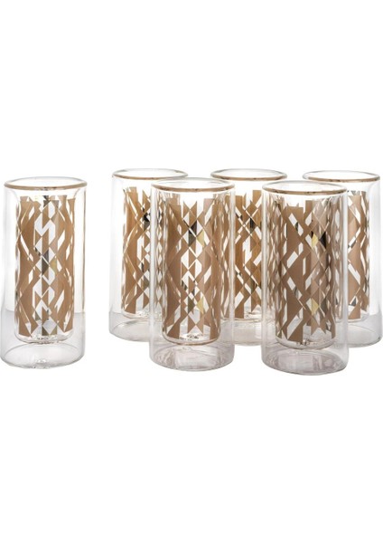 Gold Desenli 6’Lı Cam Likör Bardağı 70 Ml