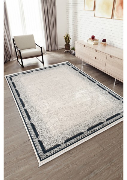 Ahlat Akrilik Modern Yumuşak Dokulu Konforlu Salon Halısı Mavi