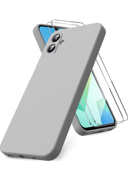 Samsung Galaxy A06 Kılıf Kamera Korumalı Yumuşak Renkli Silikon + 9h Ekran Koruyucu Cam 2in1 Set
