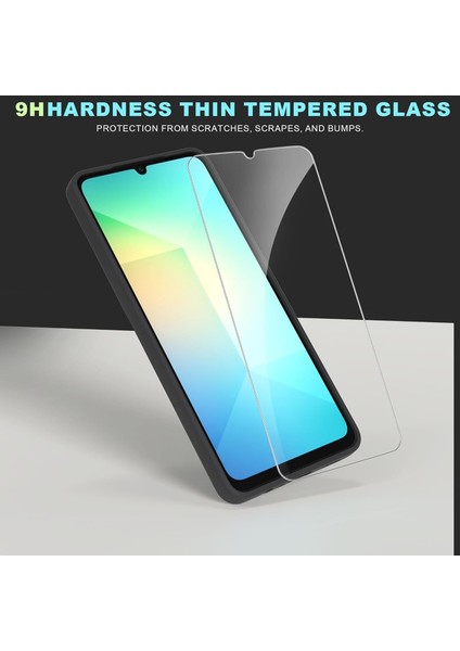 Samsung Galaxy A06 Kılıf Kamera Korumalı Yumuşak Renkli Silikon + 9h Ekran Koruyucu Cam 2in1 Set