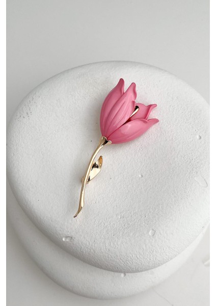 Beyaz Lale Broş (En:2,5 cm Boy:7 Cm)