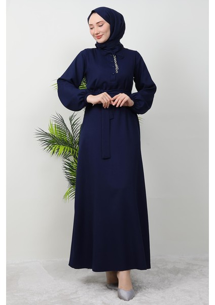 Zincir Düğme Detay Elbise Lacivert fiyatları