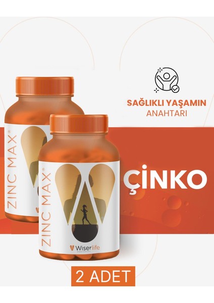 Zincmax Çinko Bakır Manganez ve Vitamin C Içeren Takviye Edici Gıda 30 Kapsül 2 Adet