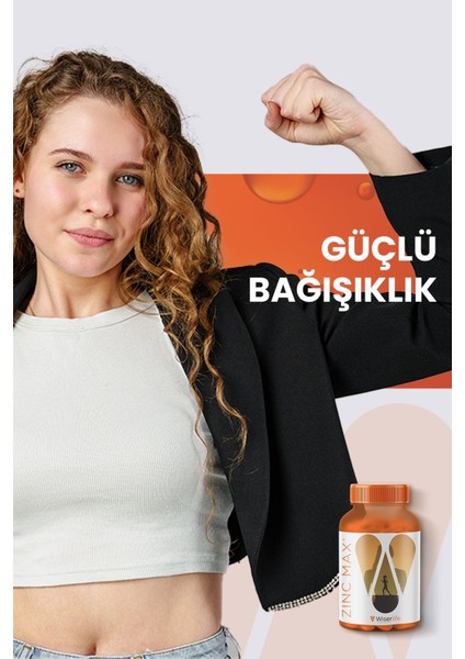 Zincmax Çinko Bakır Manganez ve Vitamin C Içeren Takviye Edici Gıda 30 Kapsül 2 Adet
