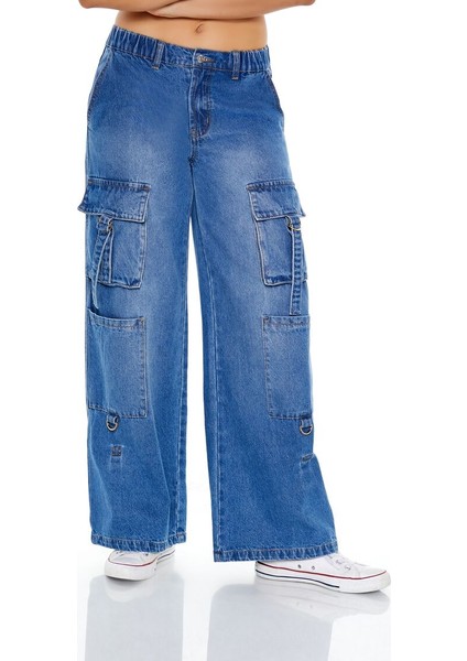 Wide-Leg Kargo Jean Pantolon