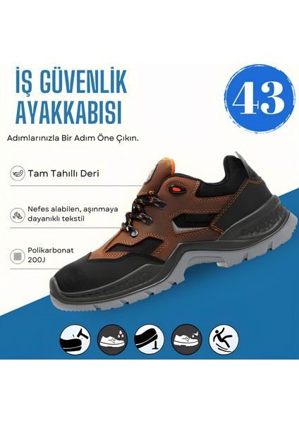 Iş Ayakkabısı Tahıllı Deri 43 Numara Çelik Demir Burunlu Inşaatçı Tekstil Güvenlik Ayakkabı