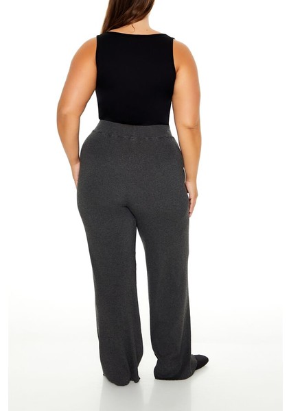 Plus Size Triko Wide-Leg Pantolon