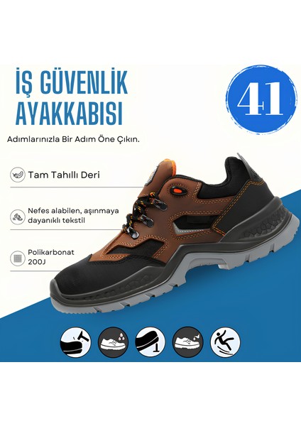 Iş Ayakkabısı Tahıllı Deri 41 Numara Çelik Demir Burunlu Inşaatçı Tekstil Güvenlik Ayakkabı