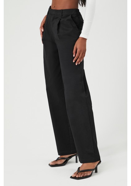 Twill High-Rise Straight-Leg Pantolon fırsatları