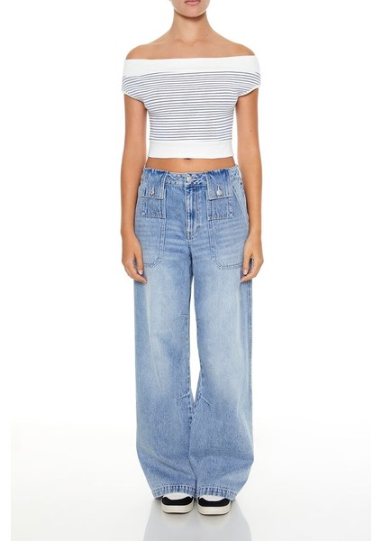 F21 Çizgili Crop Bluz fırsatları