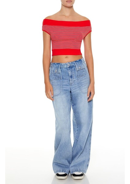 F21 Çizgili Crop Bluz fırsatları