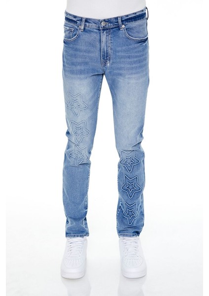 Yıldız Desenli Skinny Jean Pantolon