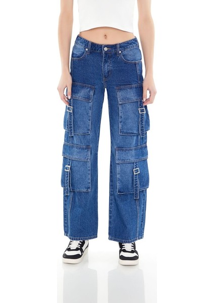 Wide-Leg Kargo Jean Pantolon