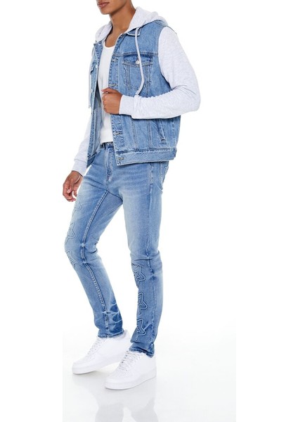 Yıldız Desenli Skinny Jean Pantolon