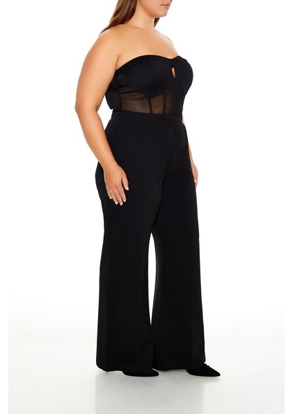 Plus Size Düz Kesim Pantolon