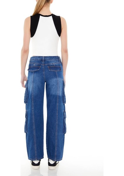 Wide-Leg Kargo Jean Pantolon