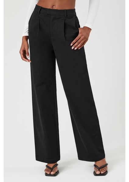 Twill High-Rise Straight-Leg Pantolon