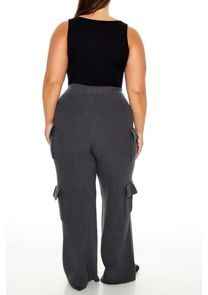 Plus Size Triko Kargo Pantolon