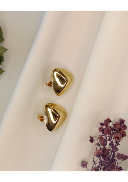 Kadın Gold Renk Triangle Model 316 L Çelik Küpe