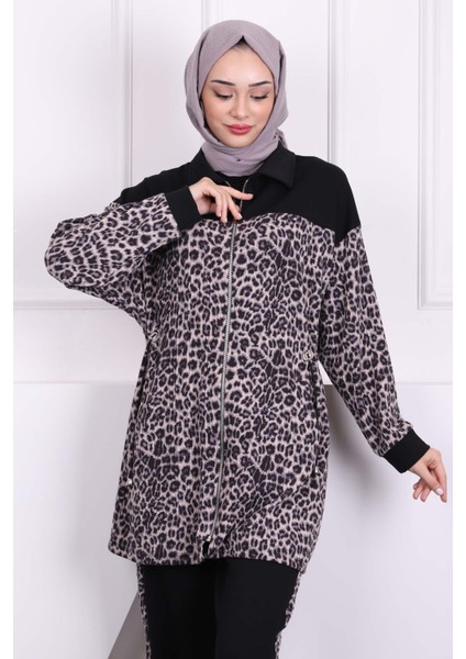 Siyah Gri Bel Büzgülü Modal Tunik Pantolonlu Takım modelleri