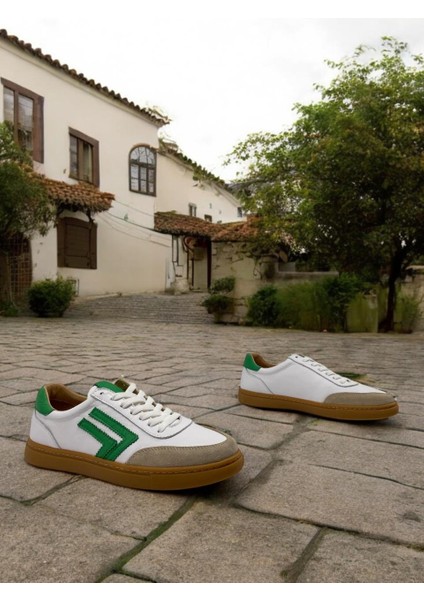 Marine 25Y-088 Beyaz Yeşil Deri Sneaker Kadın Günlük Spor Ayakkabı fırsatları