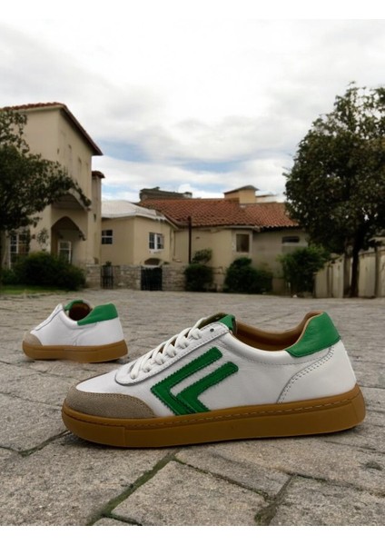 Marine 25Y-088 Beyaz Yeşil Deri Sneaker Kadın Günlük Spor Ayakkabı indirimleri