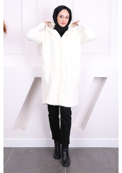 Krem Kapüşonlu Angora Kaban fiyatları