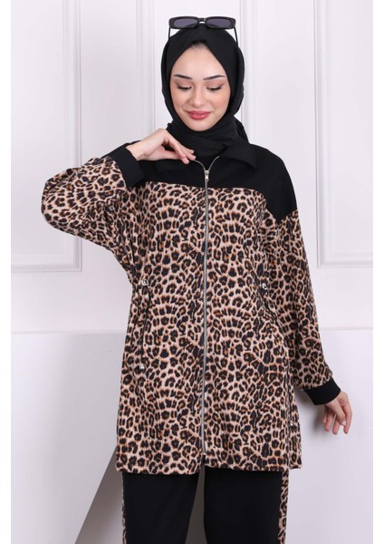 Siyah Bel Büzgülü Modal Tunik Pantolonlu Takım modelleri