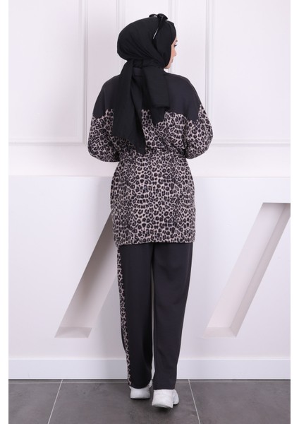 Füme Gri Bel Büzgülü Modal Tunik Pantolonlu Takım fırsatları