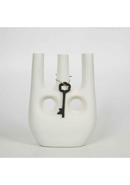 Anahtarlı Beyaz Vazo 10 x 24 x 30 cm
