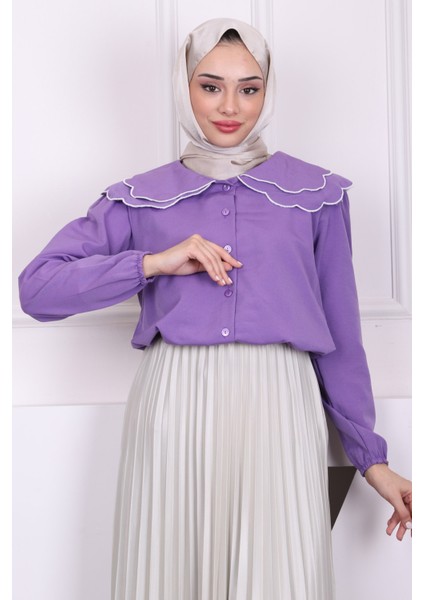 Mor Bebe Yaka Terikotan Gömlek